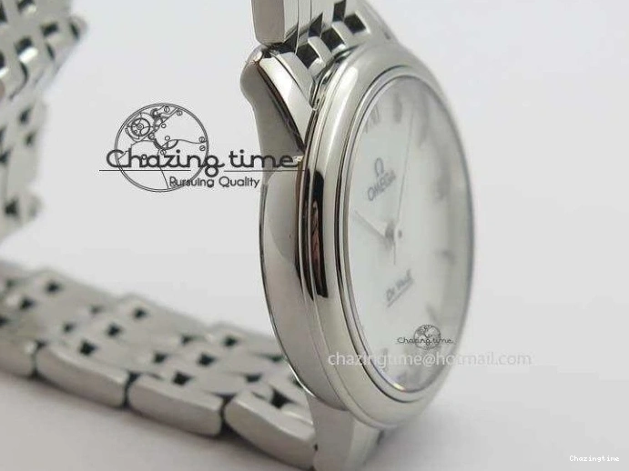 0505 Colorful De Ville 27mm Ladies MK 1:1 Best Edition White MOP Dial On SS Bracelet Ronda Quartz 8191